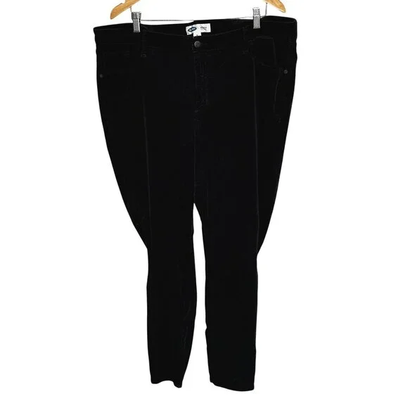 Old Navy Plus Size 20 Tall Rockstar Super Skinny Black Velvet Pants Whimsigoth - Picture 2 of 8
